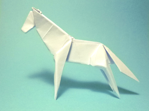 折り紙作品：名馬・白銀号  (創作者 前川淳）完成作品